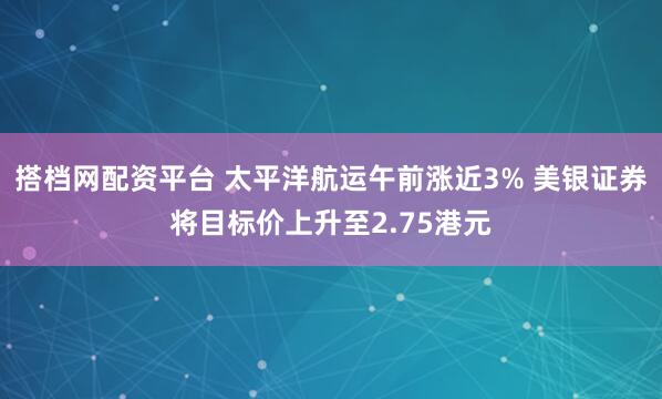 搭档网配资平台 太平洋航运午前涨近3% 美银证券将目标价上升至2.75港元